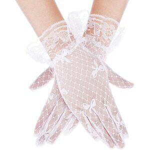 Women's Elegant Dress Up Lace Gloves White Halloween Wedding Parties Prom